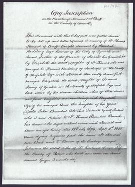 Transcript of inscription on Hartstonge Monument