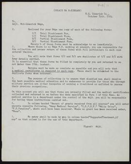 Letter relating to aid for men disabled in military service